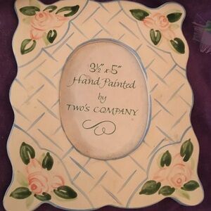 Two's Company Cream and Green Floral Frame